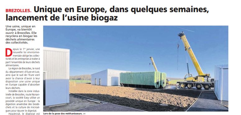 EASY une usine de biogaz unique en Europe va ouvrir à Brezolles